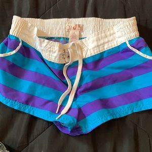 SALE $$$.  Vintage OP Board Shorts Med (7-9) Cyan Print Striped